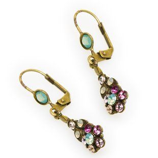 Серьги-подвески "Винтажный Свет" Michal Negrin с розово-голубыми кристаллами Swarovski 40281 4 фото