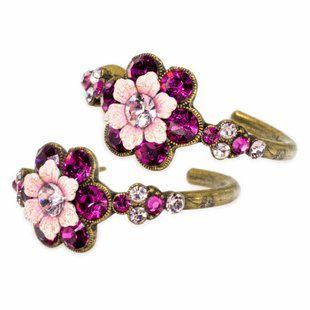 Серьги-кольца Michal Negrin "Розовая магия" с кристаллами Swarovski, 25 мм 12181 фото