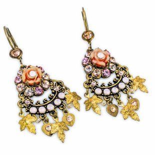 Викторианские серьги-подвески с розовыми кристаллами Swarovski от Michal Negrin 25891 фото