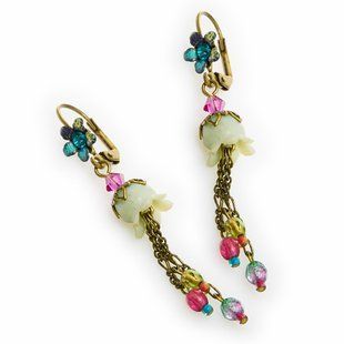 Серьги Michal Negrin с белыми акцентами, украшенные кристаллами и бусинами Swarovski 28851 2 фото