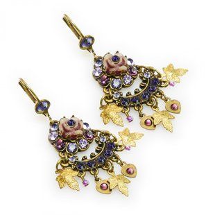 Викторианские серьги-подвески с фиолетовыми кристаллами Swarovski от Michal Negrin 25891 3 фото