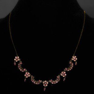 Вінтажне кольє від Michal Negrin "Квіткова Ніжність" з рожевими кристалами Swarovski 25120 2 фото