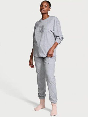 Пижама женская Victoria's Secret 100% Cotton Long Pajama Set, S, Серая 20179 фото