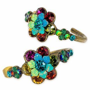 Серьги-кольца Michal Negrin "Цветочный карнавал" с кристаллами Swarovski, 25 мм 12181 фото