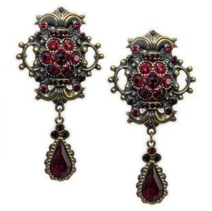 Серьги-клипсы "Королевский рубин" от Michal Negrin с кристаллами Swarovski 57083 фото