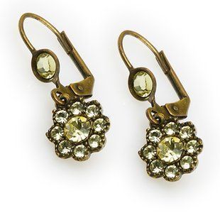 Серьги Michal Negrin с кристаллами Swarovski "Aurora Borealis" в форме цветка желтые 22021 2 фото