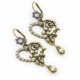 Винтажное Сияние: Изысканные серьги Michal Negrin с жемчугом и кристаллами Swarovski 40441 2 фото