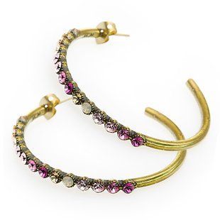 Серьги-кольца Michal Negrin с кристаллами Swarovski розового цвета 21752 фото