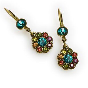 Серьги Michal Negrin с кристаллами Swarovski "Aurora Borealis" в форме цветка разноцветные 22021 1 фото
