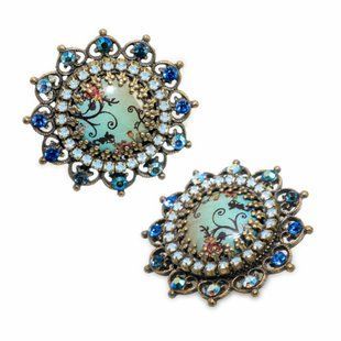 Серьги-клипсы "Лазурные сны" с эмалью и кристаллами Swarovski от Michal Negrin 28164 фото
