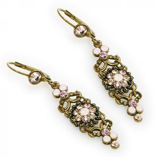 Сережки-підвіски "Квітуча елегантність" Michal Negrin з рожевими кристалами Swarovski 25341 4 фото