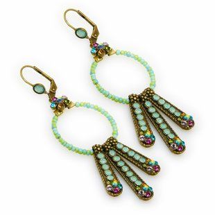 Еклектичні сережки Michal Negrin з бісером і райдужними кристалами Swarovski 57421 фото