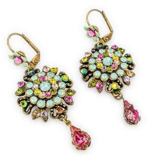 Сережки-підвіски Michal Negrin "Весняне сяйво" з кристалами Swarovski 22281 фото