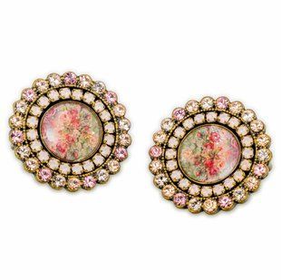Серьги-клипсы "Нежная роза" с эмалью и кристаллами Swarovski от Michal Negrin 57353 фото