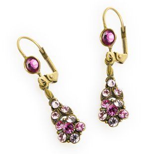 Серьги-подвески "Винтажный Свет" Michal Negrin с розовыми кристаллами Swarovski 40281 3 фото