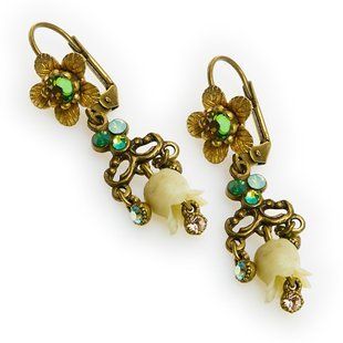 Серьги Michal Negrin "Floral Fantasy" с зелеными акцентами, украшенные кристаллами Swarovski 51811 3 фото