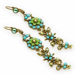 Длинные серьги "Enchanted Vintage" от Michal Negrin с бирюзовыми кристаллами Swarovski 26861 1 фото