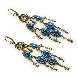 Серьги-подвески "Floral Waterfall" от Michal Negrin с голубыми кристаллами Swarovski 25191 2 фото