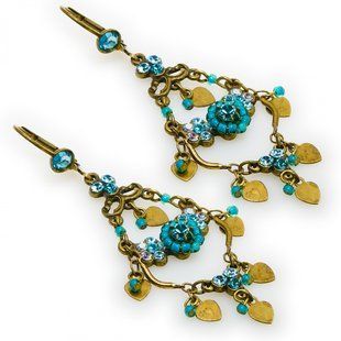 Елегантні Сережки Michal Negrin з підвісками, прикрашені кристалами Swarovski блакитного кольору 21651 2 фото