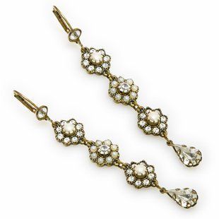 Длинные серьги от Michal Negrin с белыми кристаллами и жемчужинами Swarovski 26241 фото