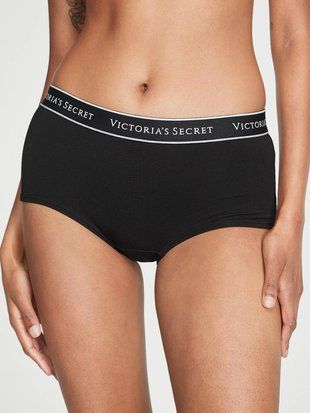 Жіночі трусики Victoria&rsquo;s Secret Cotton Logo Boyshort Panty &ndash; Black, розмір M 115801102 фото
