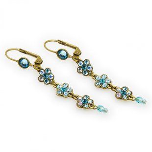 Длинные серьги-подвески Michal Negrin с голубыми кристаллами Swarovski 30751 фото