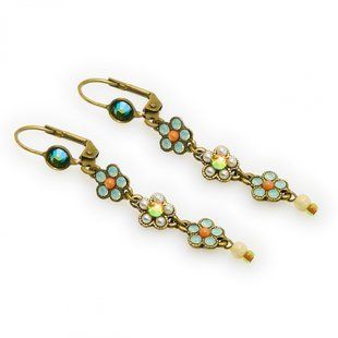 Длинные серьги-подвески Michal Negrin с жемчужно-голубыми кристаллами Swarovski 30751 4 фото
