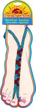 Пляжні сандалі на гумці з бісером Beachcomber Barefoot Sandals (синьо-червоні) 09859 фото