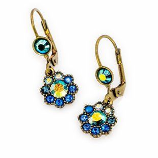Сережки-підвіски Michal Negrin "Лазурна квітка" з кристалами Swarovski 22021 фото