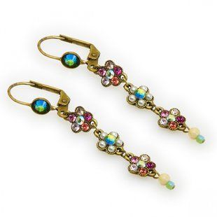 Длинные серьги-подвески Michal Negrin с жемчужными и розовыми кристаллами Swarovski 30751 8 фото