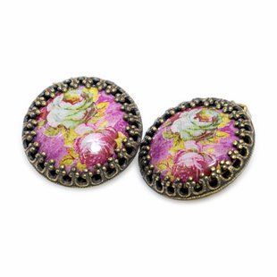 Серьги-клипсы "Розовая феерия" с эмалью от Michal Negrin 17683 фото