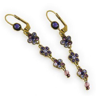 Длинные серьги-подвески Michal Negrin с лиловыми кристаллами Swarovski 30751 2 фото