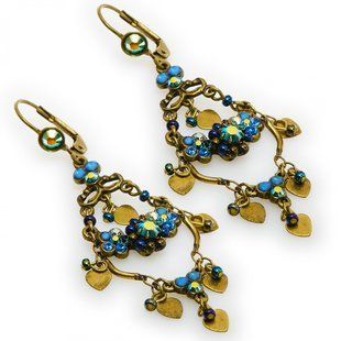 Елегантні Сережки Michal Negrin з підвісками, прикрашені кристалами Swarovski синього кольору 21651 4 фото