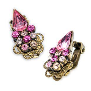 Серьги-клипсы "Розовый блеск" от Michal Negrin с кристаллами Swarovski 51943 фото