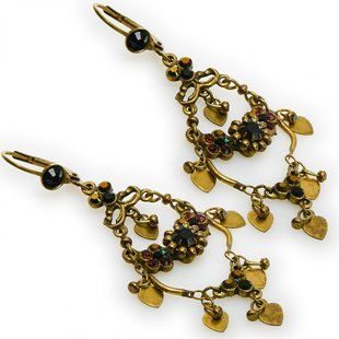 Елегантні Сережки Michal Negrin з підвісками, прикрашені кристалами Swarovski чорно-коричневого кольору 21651 8 фото