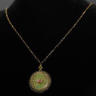 Кольє Michal Negrin "Вінтажний Квітковий Медальйон" з кристалами та намистинами Swarovski 09400 фото