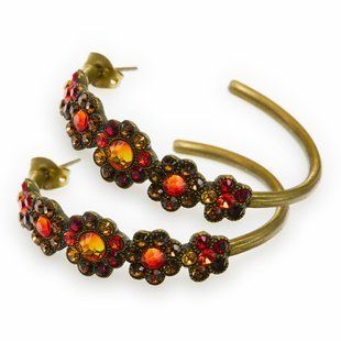 Michal Negrin сережки-кільця з квітами та бурштиновими кристалами Swarovski 27962 фото