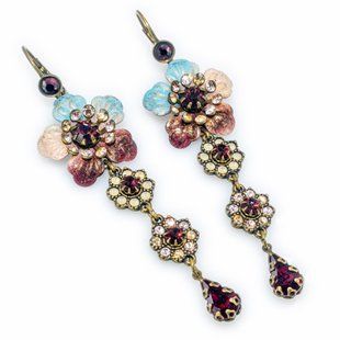 Сережки-підвіски Michal Negrin "Квіткова елегантність" з кристалами Swarovski 100-152193 фото