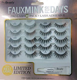 Набір FauxMinkForDays з 10 парами вій та клеєм PRO BEAUTY ESSENTIALS 27032 фото