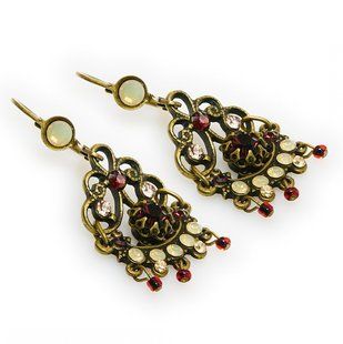 Серьги-подвески "Retro Charm" от Michal Negrin с рубиновыми кристаллами Swarovski 27541 4 фото