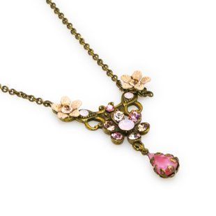 Кольє Michal Negrin "Вінтажний Квітковий Сад" з рожевими кристалами Swarovski 29110 фото