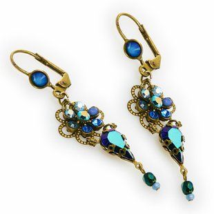 Элегантный винтаж: цветочные подвесные серьги от Michal Negrin с синими кристаллами Swarovski 51931 фото