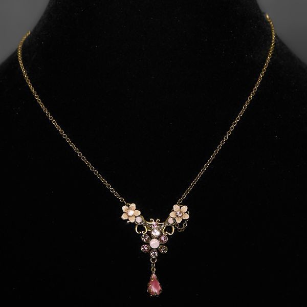 Кольє Michal Negrin "Вінтажний Квітковий Сад" з рожевими кристалами Swarovski 29110 фото
