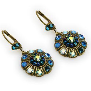 Венеціанська Чарівність: сережки-підвіски Michal Negrin із мерехтливими синіми кристалами Swarovski 22291 2 фото