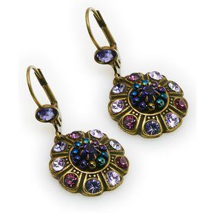 Венеціанська Чарівність: сережки-підвіски Michal Negrin із мерехтливими бузковими кристалами Swarovski 22291 фото