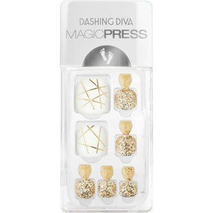 Накладні нігті для педикюру Dashing Diva Magic Press - Gold Trace Toe 10750 фото