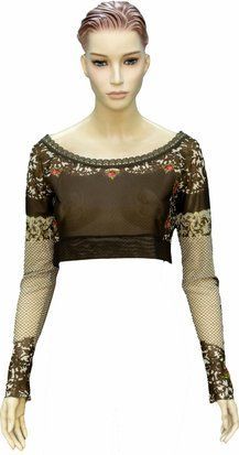 Блуза женская "Винтажная фантазия" Michal Negrin с кристаллами Swarovski, кружевом и цветочным принтом, ручная работа (р-M) 91487344 фото