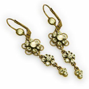 Серьги-подвески "Retro Chic" от Michal Negrin с салатовыми кристаллами Swarovski 30331 1 фото
