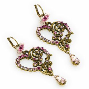 Розовый Винтаж: серьги-подвески от Michal Negrin с кристаллами Swarovski 40441 фото