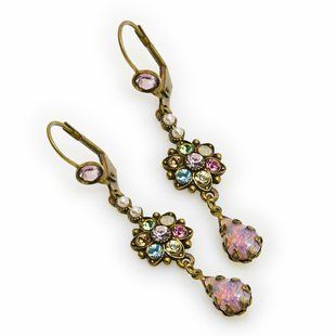 Серьги от Michal Negrin с розовыми кристаллами и жемчужинами Swarovski 29002 фото
